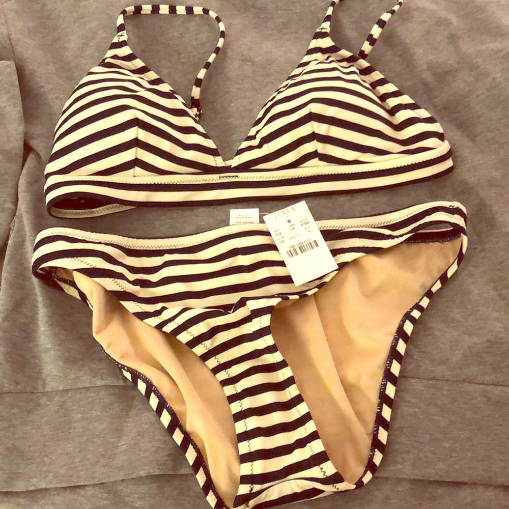 JCrew navy blue and white two-piece